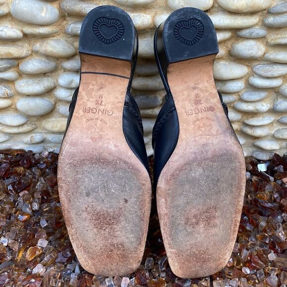 Brighton Black Ginger Slip-in Mule. Leather with Tassels. Size 7.5N. VGUC - Picture 3 of 6